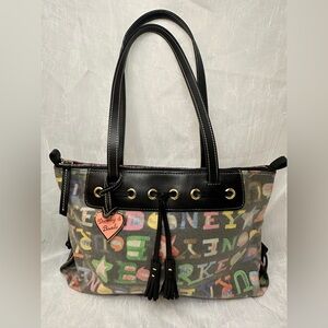 Dooney & Bourke Colorful Lettered Tote with Black Trim Doodle Y2K
